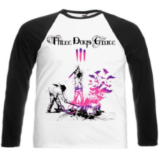 Лонгслів Three Days Grace - Life Starts Now реглан білий з чорними рукавами