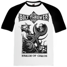 Футболка Bolt Thrower - Realm Of Chaos реглан біла з чорними рукавами