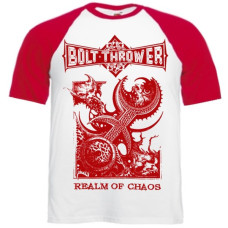 Футболка Bolt Thrower - Realm Of Chaos реглан біла з червоними рукавами