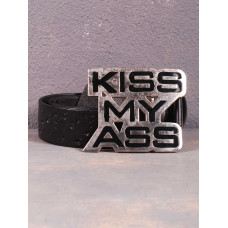 Ремінь шкіряний Коловорот Kiss My Ass чорний