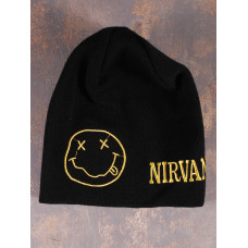 Шапка біні Nirvana smile вишита чорна