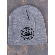 Шапка біні Valknut Futhark вишита сіра