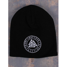 Шапка біні Valknut Futhark вишита чорна
