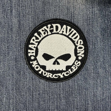 Нашивка Harley Davidson Scull вишита кругла
