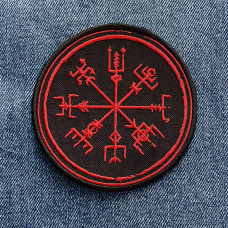 Нашивка Vegvisir червона вишита кругла