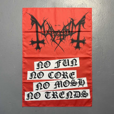 Прапор Mayhem - No Fun! No Core! No Mosh! No Trends! червоний