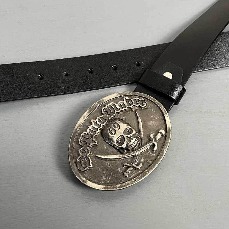 Ремінь шкіряний De Puta Madre 69 Skull чорний
