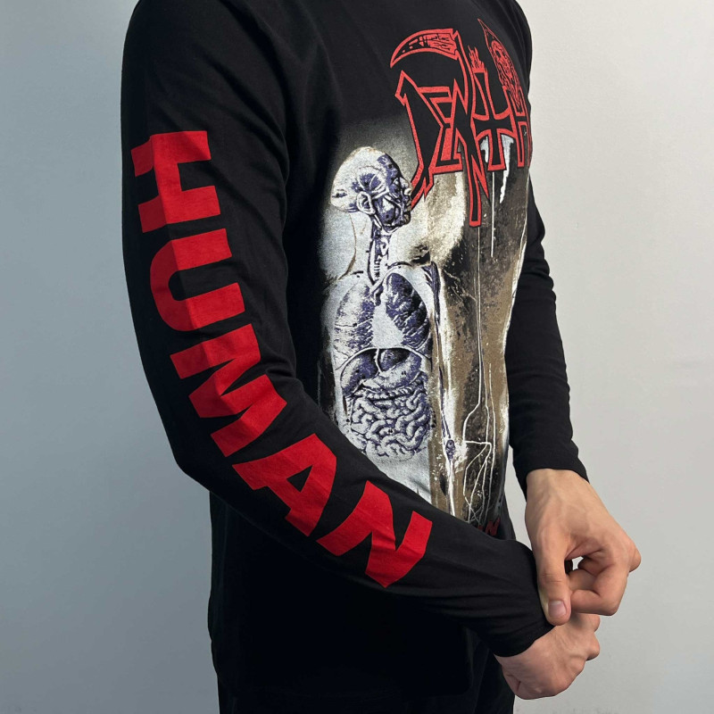 Лонгслів Death - Human (B&C) чорний