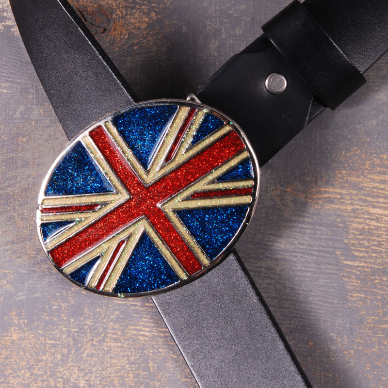 Ремінь шкіряний Flag Uk чорний