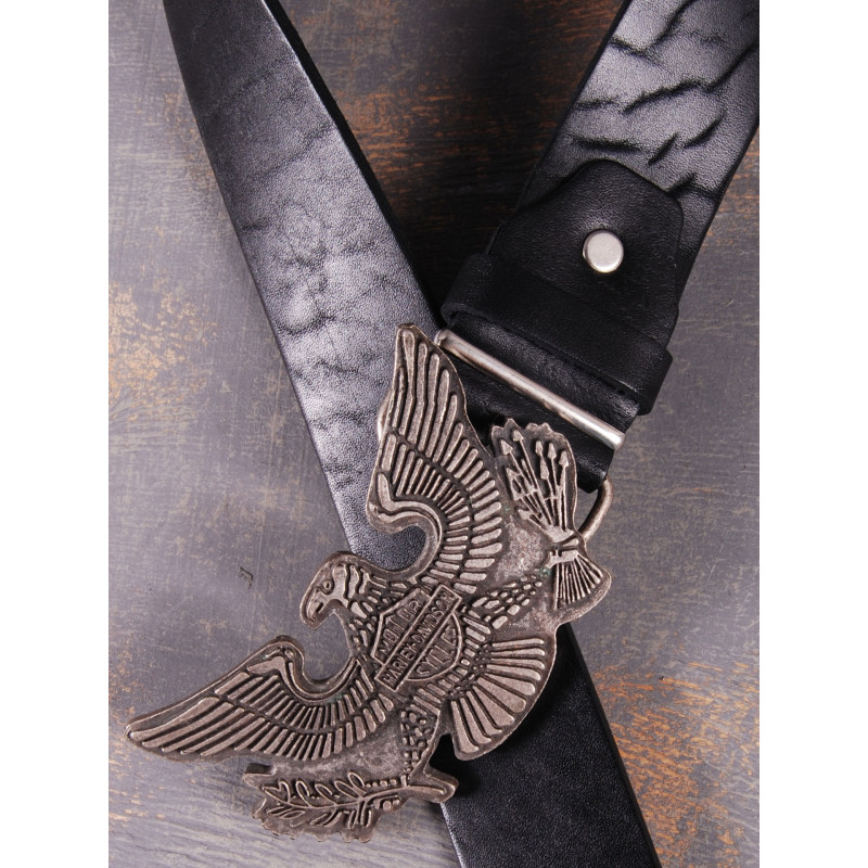 Ремінь шкіряний Harley Davidson American Eagle чорний