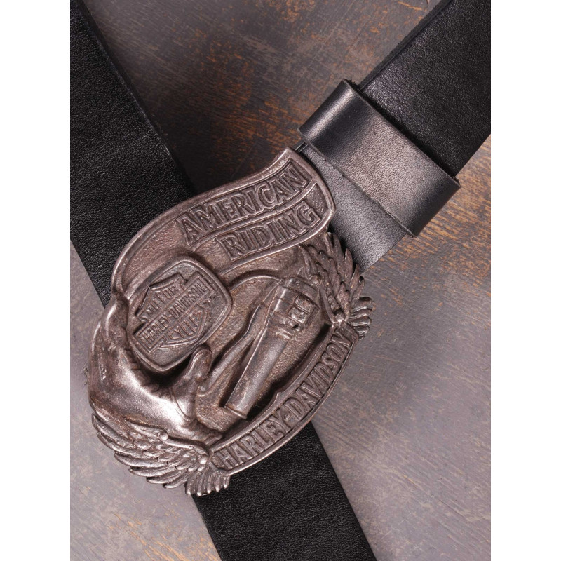 Ремінь шкіряний Коловорот Harley Davidson - American Riding чорний