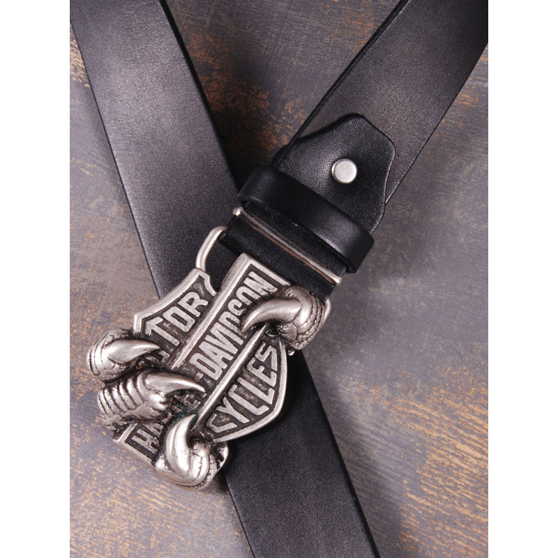 Ремінь шкіряний Harley Davidson лапа чорний