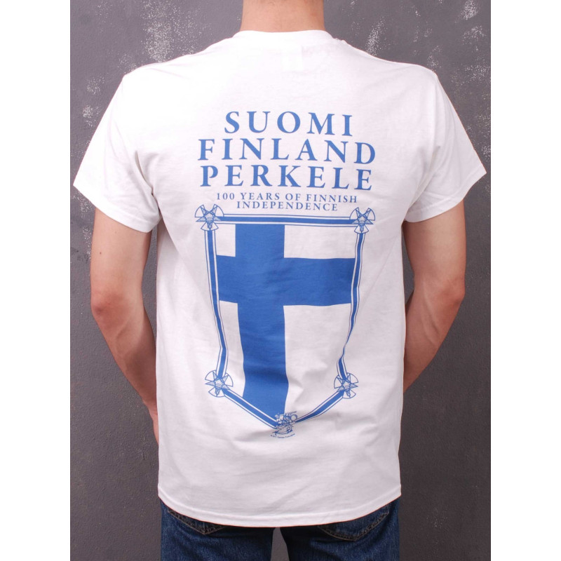Футболка Impaled Nazarene - Suomi Finland Perkele - 100 Years Of Finnish Independence біла