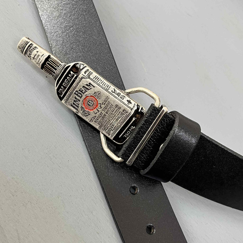 Ремінь шкіряний Jim Beam пляшка чорний