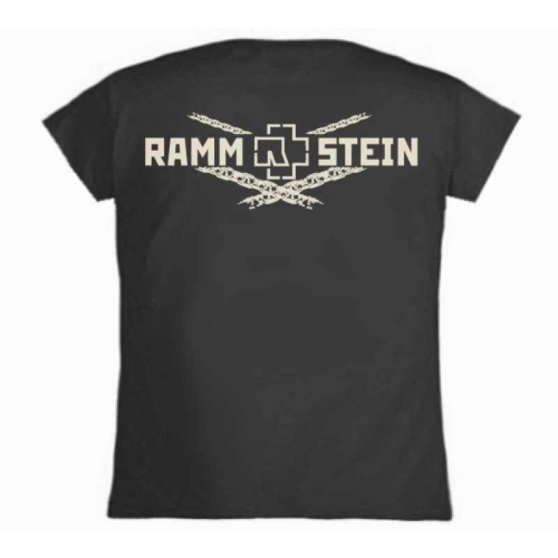 Футболка жіноча Rammstein з ланцюгами сіра