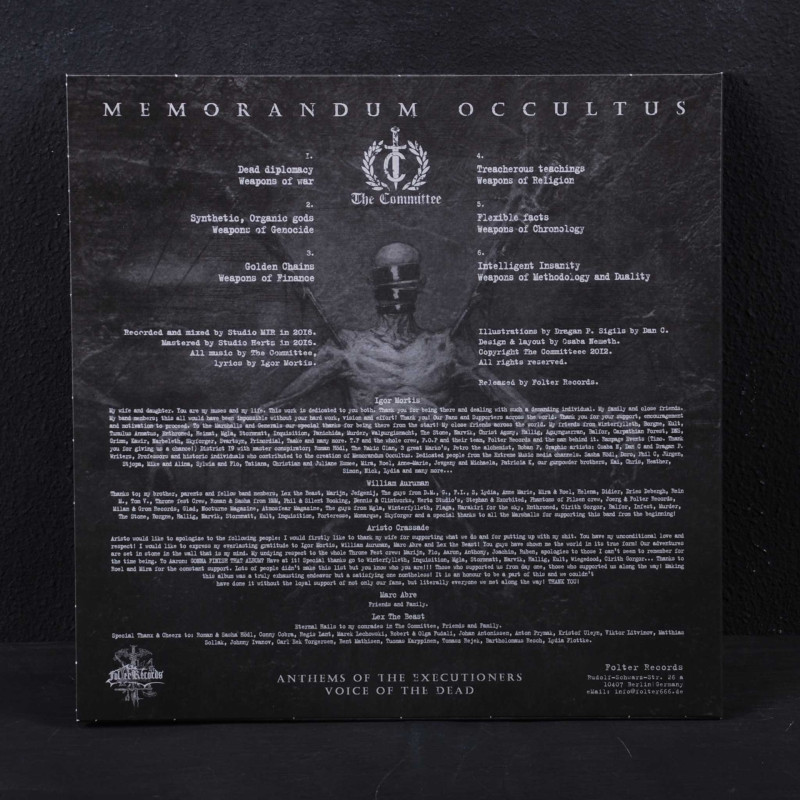 The Committee - Memorandum Occultus LP (Black Vinyl)