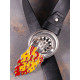 Ремінь шкіряний Коловорот Wheel With Skull In Flame чорний