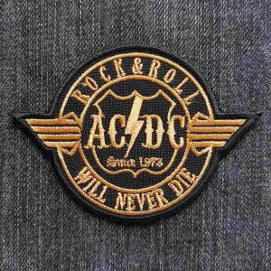 Нашивка AC/DC - Rock'n'Roll бронзова вишита