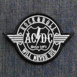 Нашивка AC/DC - Rock'n'Roll біла вишита