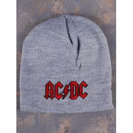Шапка - бини AC/DC Logo вышитая серая