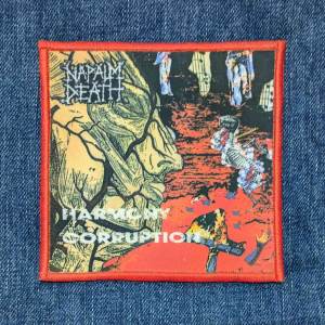 Нашивка Napalm Death - Harmony Corruption друкована червона кайма