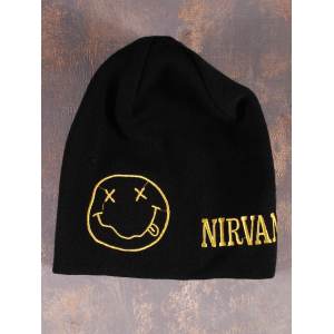 Шапка - бини Nirvana smile вышитая черная