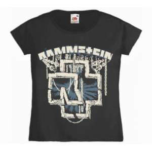 Футболка женская Rammstein с цепями серая