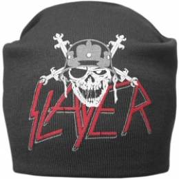 Шапка - бини Slayer череп серая